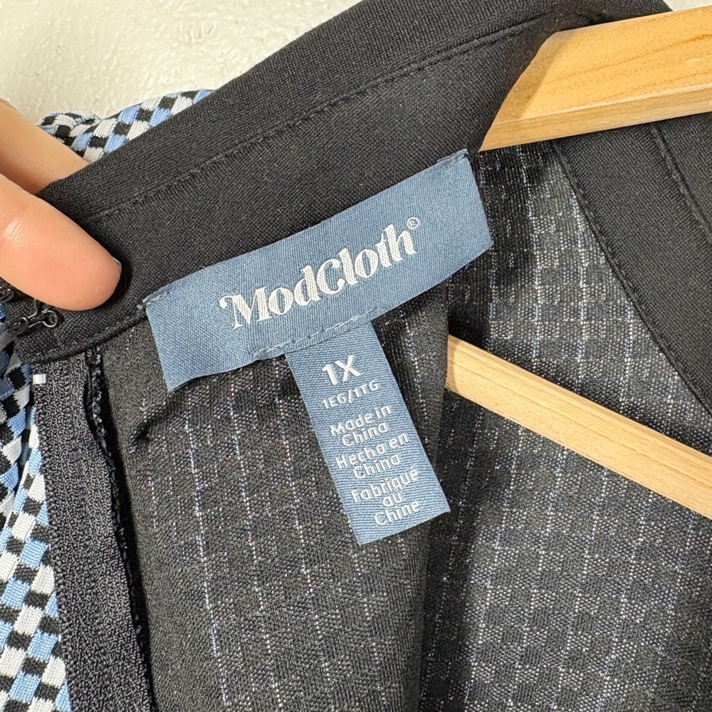 ModCloth Retro 50s Inspired Check Print Swing Dress Size 1X Collared Knee Length - Picture 4 of 7